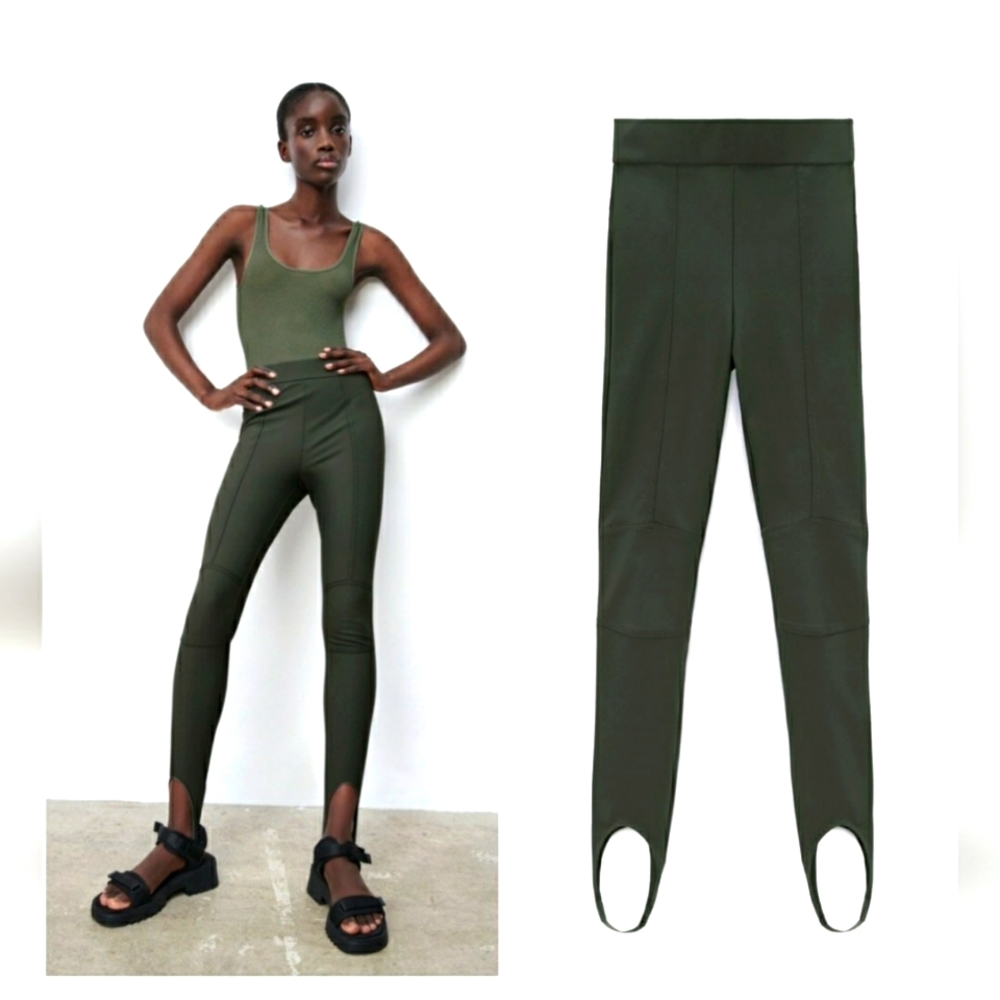NWT Zara Stirrup Leggings With Topstiching Size Small